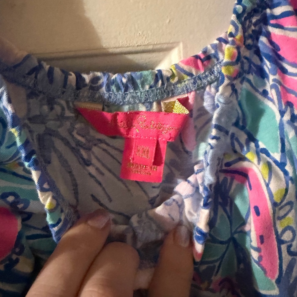 Lilly Pulitzer xxl Loro Blue & Pink Floral Sundress - Picture 3 of 3